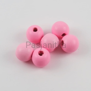 Drewniane koraliki 20 mm jasny róż