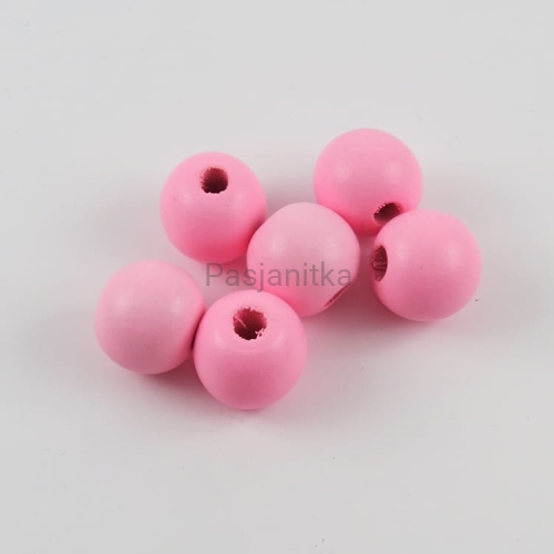 Drewniane koraliki 20 mm jasny róż