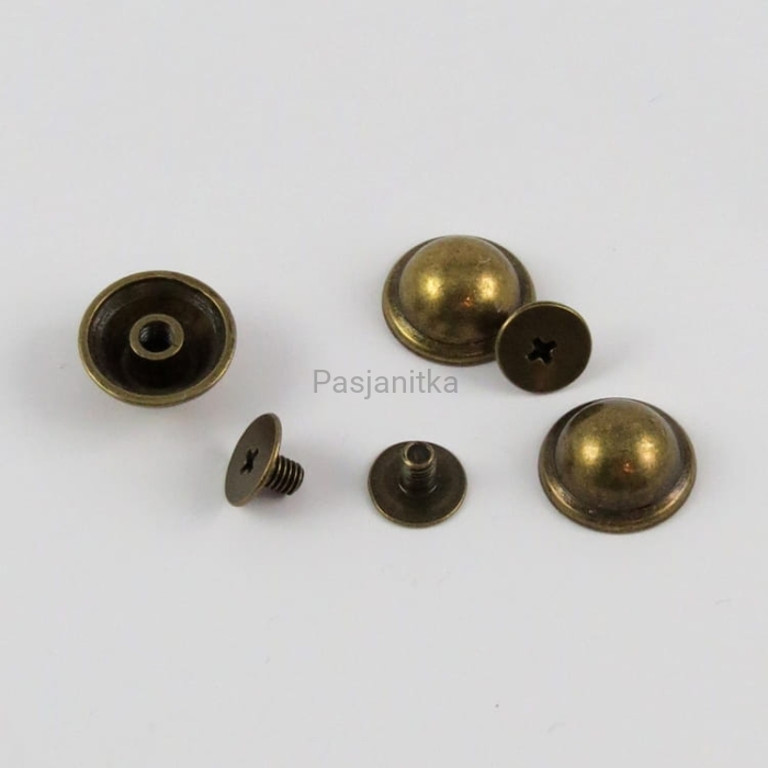 Nit skręcany 13 x 8 mm, stare złoto / 2 komplety