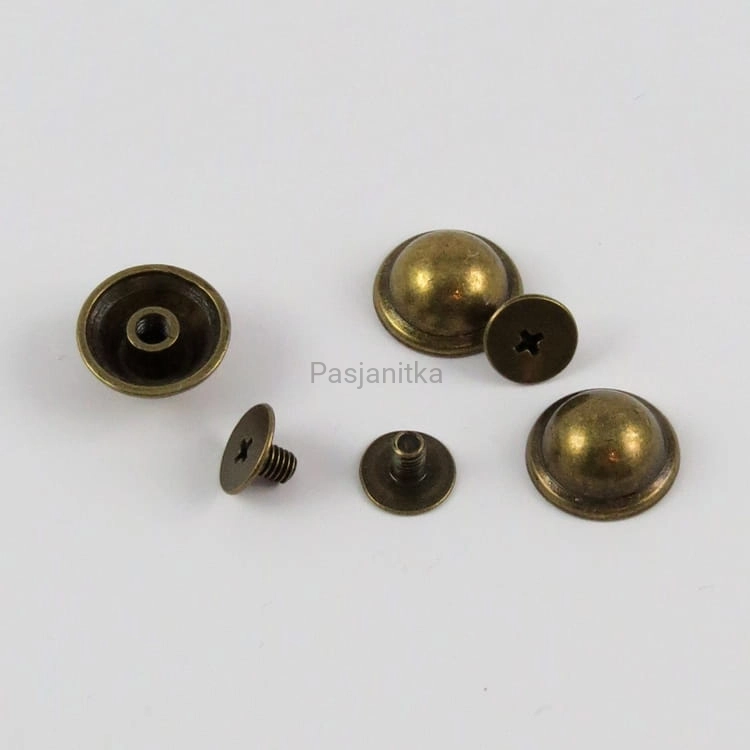 Nit skręcany 13 x 8 mm, stare złoto / 2 komplety