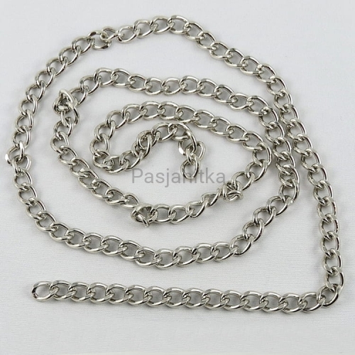 Łańcuszek do torebki, 100 cm srebrny, oczko 10 x 8 mm