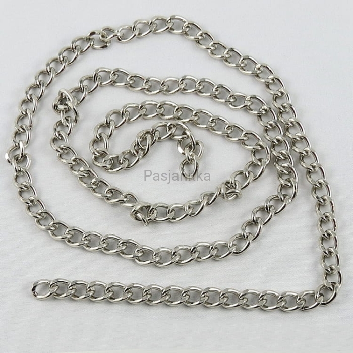 Łańcuszek do torebki, 100 cm srebrny, oczko 10 x 8 mm
