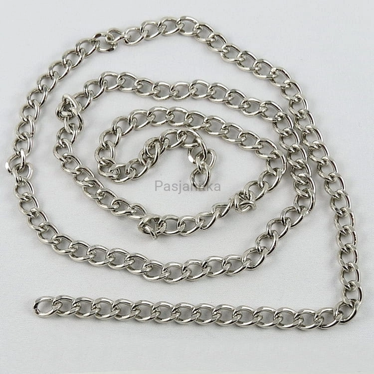 Łańcuszek do torebki, 100 cm srebrny, oczko 10 x 8 mm