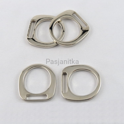 Kółko / Półkole metalowe 20 x 47 mm, srebrny
