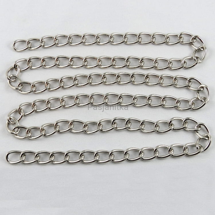 Łańcuszek do torebki, 100 cm srebrny, oczko 10 x 15 mm