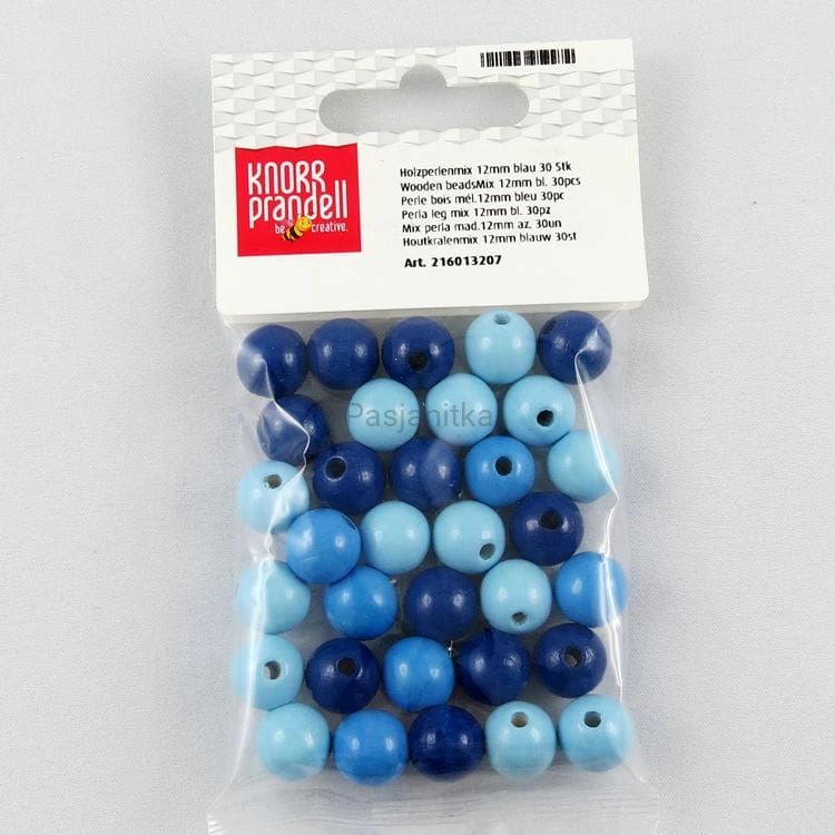 Drewniane koraliki 12 mm / mix niebieskie / KP