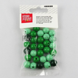 Drewniane koraliki 12 mm / mix zielone / KP
