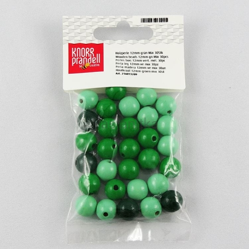 Drewniane koraliki 12 mm / mix zielone / KP