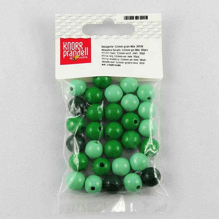 Drewniane koraliki 12 mm / mix zielone / KP