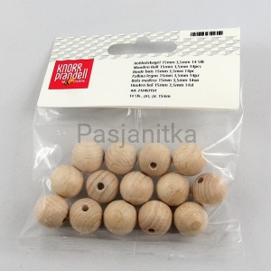 Drewniane koraliki 15 mm / 14 szt / KP