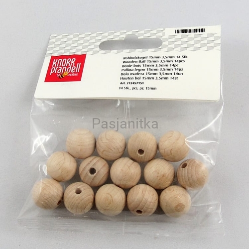 Drewniane koraliki 15 mm / 14 szt / KP