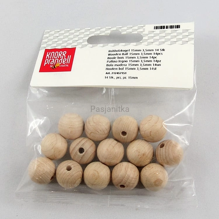 Drewniane koraliki 15 mm / 14 szt / KP