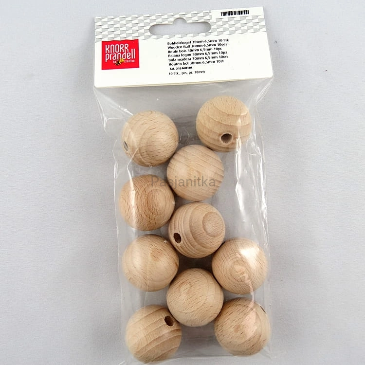Drewniane koraliki 30 mm / 10 szt / KP