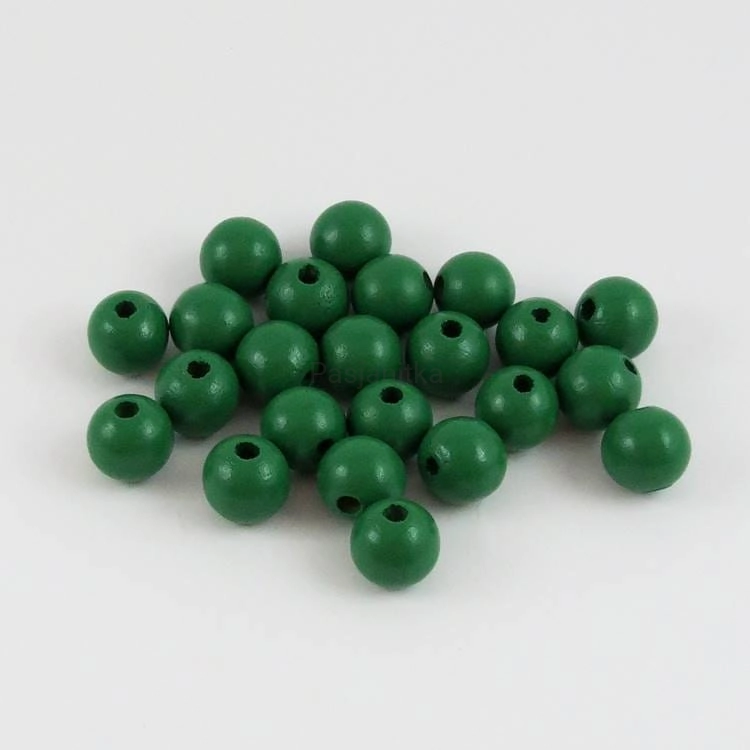 Drewniane koraliki 14 mm zielony / 10 szt