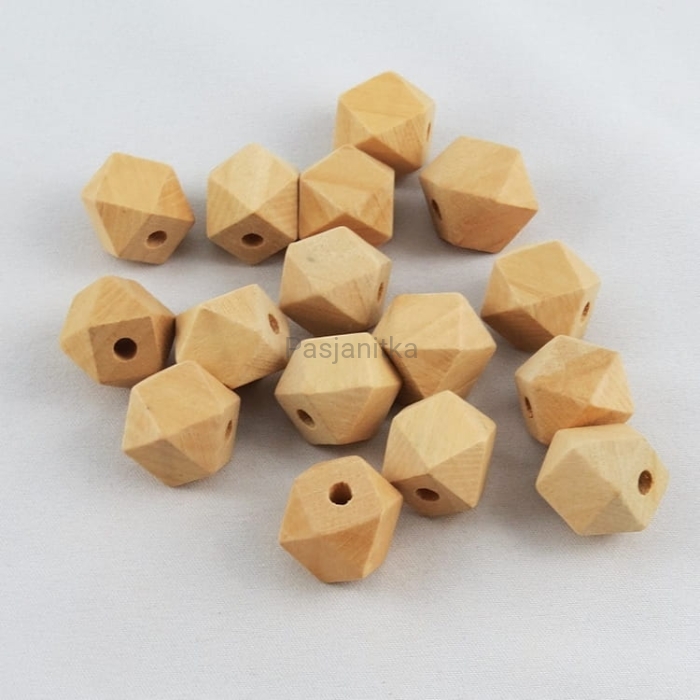 Drewniane koraliki 15 x 15 mm naturalny