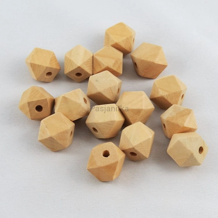 Drewniane koraliki 15 x 15 mm naturalny