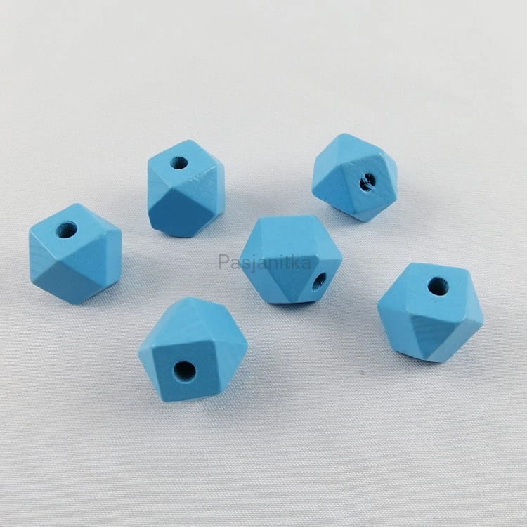 Drewniane koraliki 15 x 15 mm niebieski