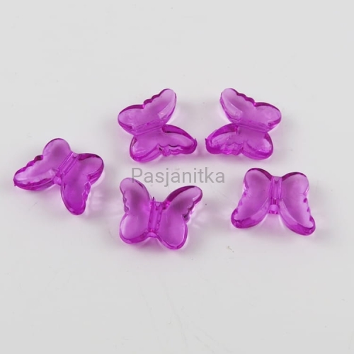 Koraliki plastikowe motyl 15 x 18 mm / fioletowy 5 szt