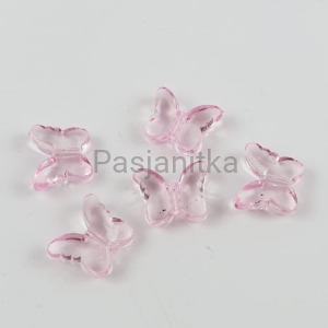 Koraliki plastikowe motyl 15 x 18 mm / jasny róż 5 szt