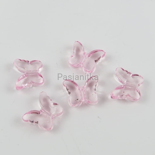 Koraliki plastikowe motyl 15 x 18 mm / jasny róż 5 szt
