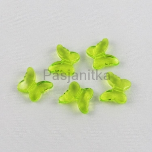 Koraliki plastikowe motyl 15 x 18 mm / jasny zielony 5 szt