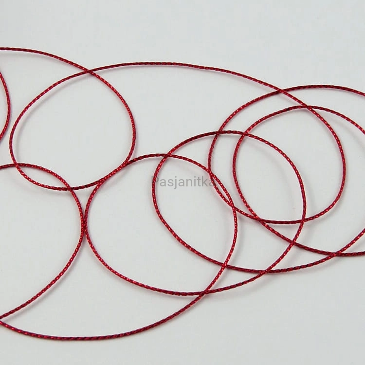 Sznurek metalizowany 1 mm / czerwony 5 m