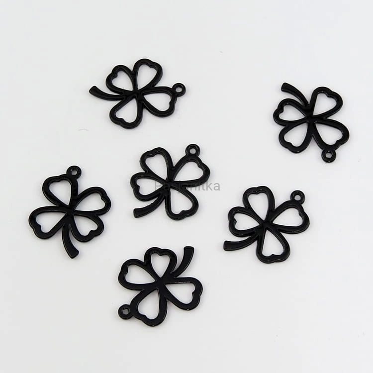 Zawieszka koniczyna 20 x 24 mm czarny