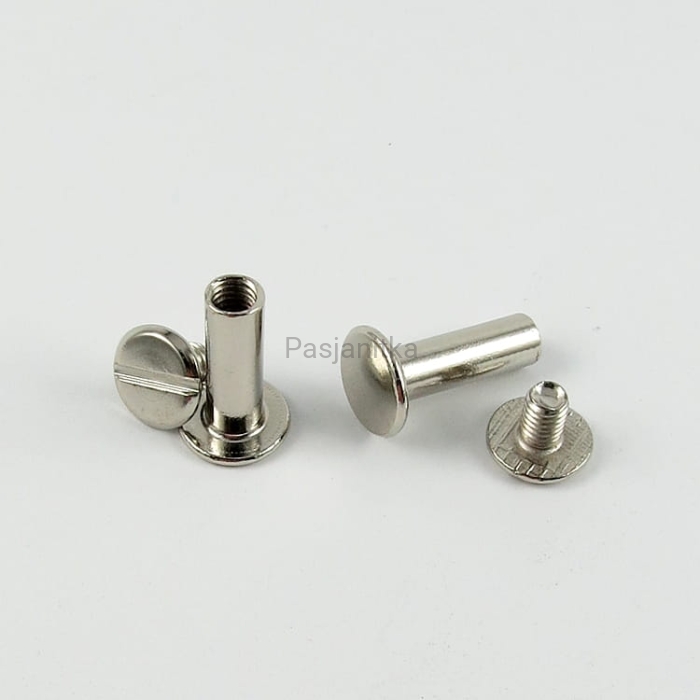 Nit skręcany 16 x 10 mm, srebrny / 2 komplety