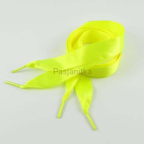Wstążka satynowa / Sznurówki 110 cm żółty neon