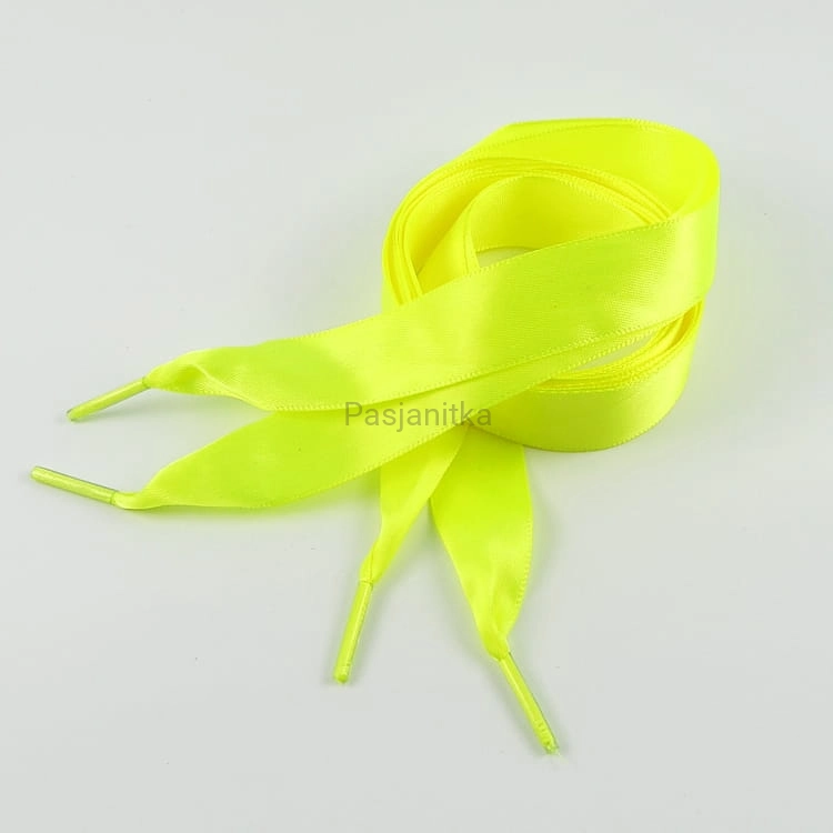 Wstążka satynowa / Sznurówki 110 cm żółty neon