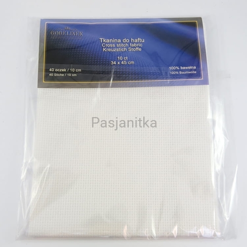 Kanwa/ Tkanina do Haftu 10 ct / 34 x 45 cm / biały