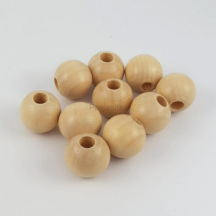 Drewniane koraliki 25 mm naturalny lakier