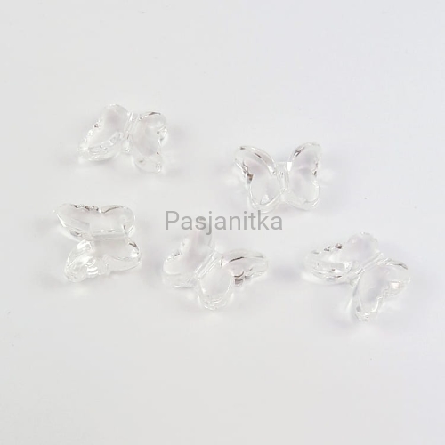 Koraliki plastikowe motyl 15 x 18 mm / biały 5 szt