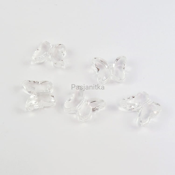 Koraliki plastikowe motyl 15 x 18 mm / biały 5 szt