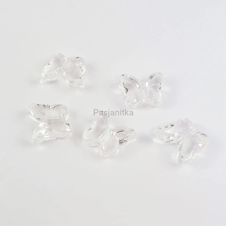 Koraliki plastikowe motyl 15 x 18 mm / biały 5 szt