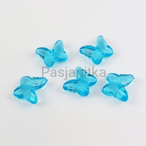 Koraliki plastikowe motyl 15 x 18 mm / niebieski 5 szt 