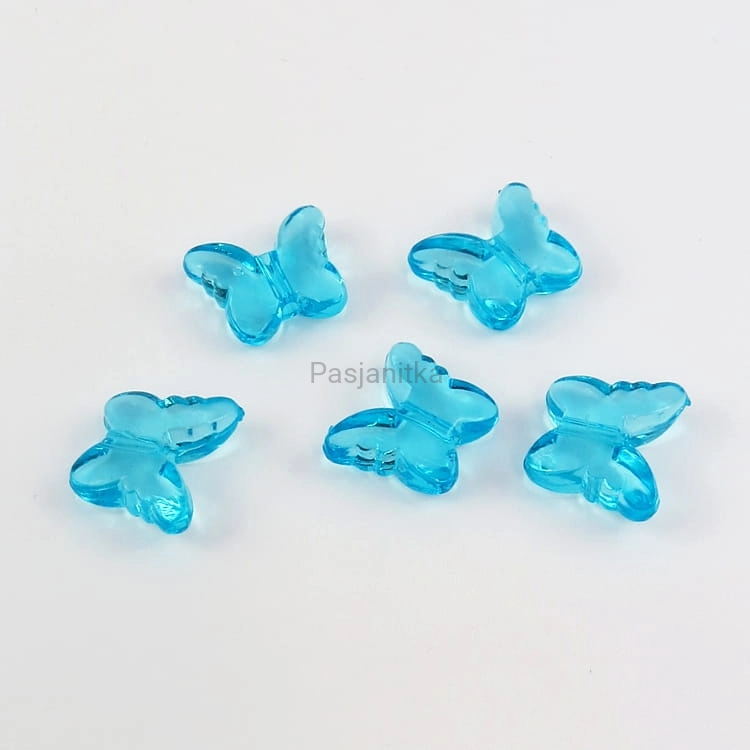 Koraliki plastikowe motyl 15 x 18 mm / niebieski 5 szt