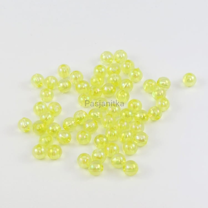 Koraliki plastikowe 6 mm / 10 g / jasny żółty