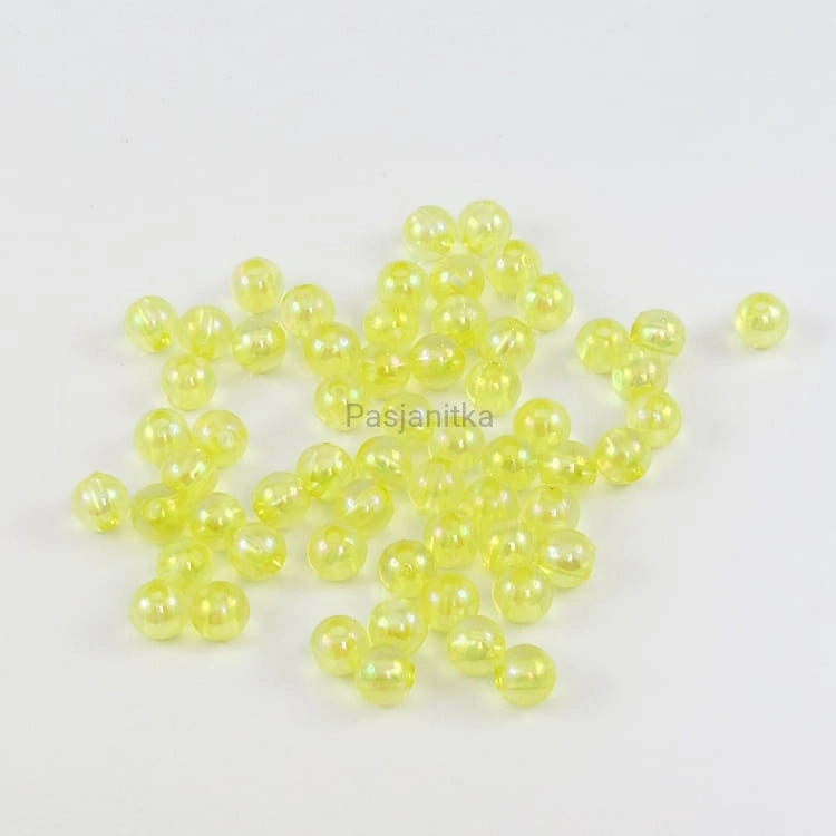 Koraliki plastikowe 6 mm / 10 g / jasny żółty