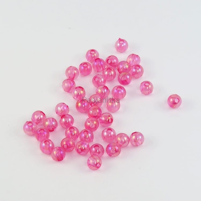 Koraliki plastikowe 6 mm / 10 g / różowy