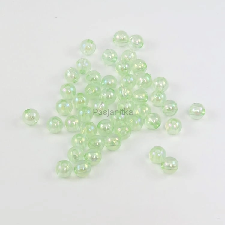 Koraliki plastikowe 6 mm / 10 g / jasny zielony