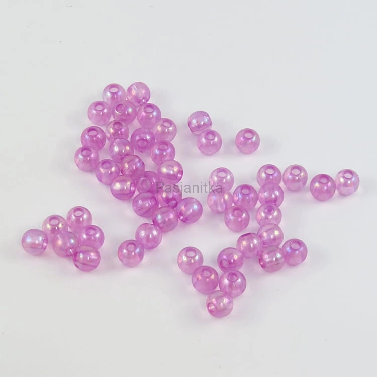 Koraliki plastikowe 6 mm / 10 g / jasny fiolet