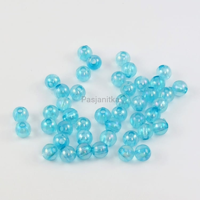 Koraliki plastikowe 6 mm / 10 g / jasny niebieski