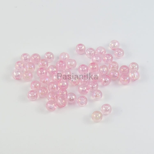 Koraliki plastikowe 6 mm / 10 g / jasny różowy