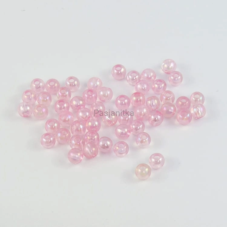 Koraliki plastikowe 6 mm / 10 g / jasny różowy