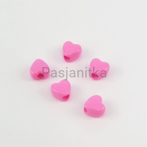 Koraliki plastikowe serduszka 8 mm / 5 szt / jasny róż