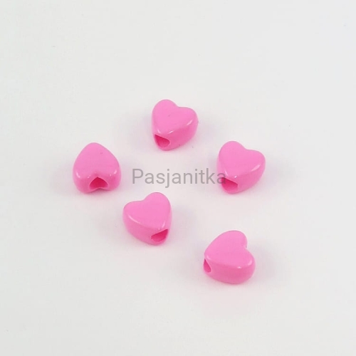 Koraliki plastikowe serduszka 8 mm / 5 szt / jasny róż