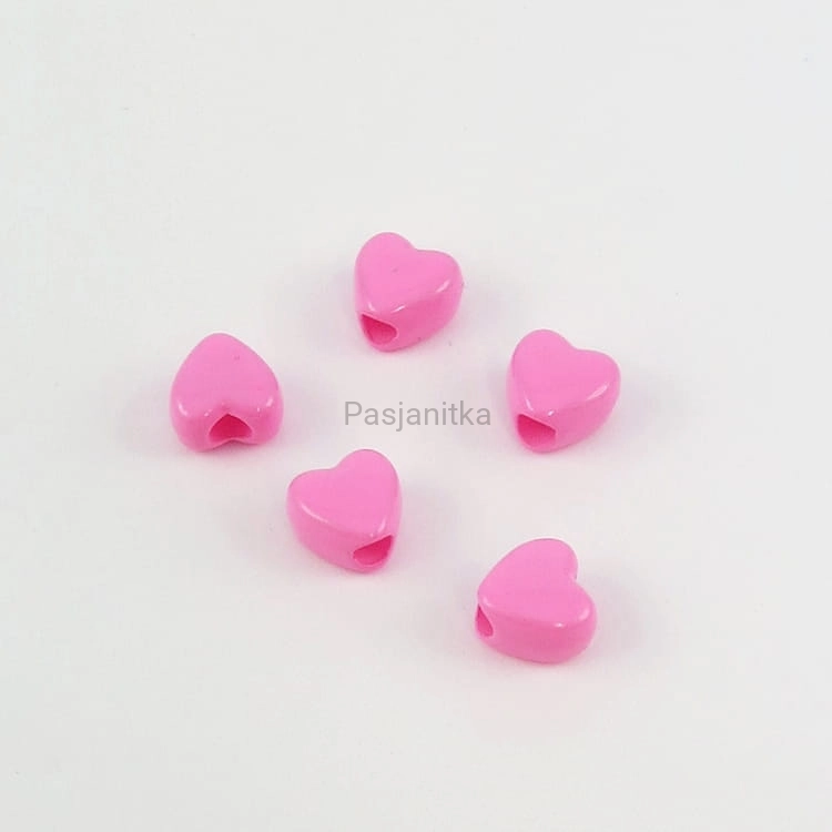 Koraliki plastikowe serduszka 8 mm / 5 szt / jasny róż