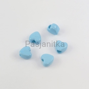 Koraliki plastikowe serduszka 8 mm / 5 szt / jasny niebieski