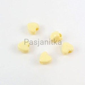 Koraliki plastikowe serduszka 8 mm / 5 szt / ecru